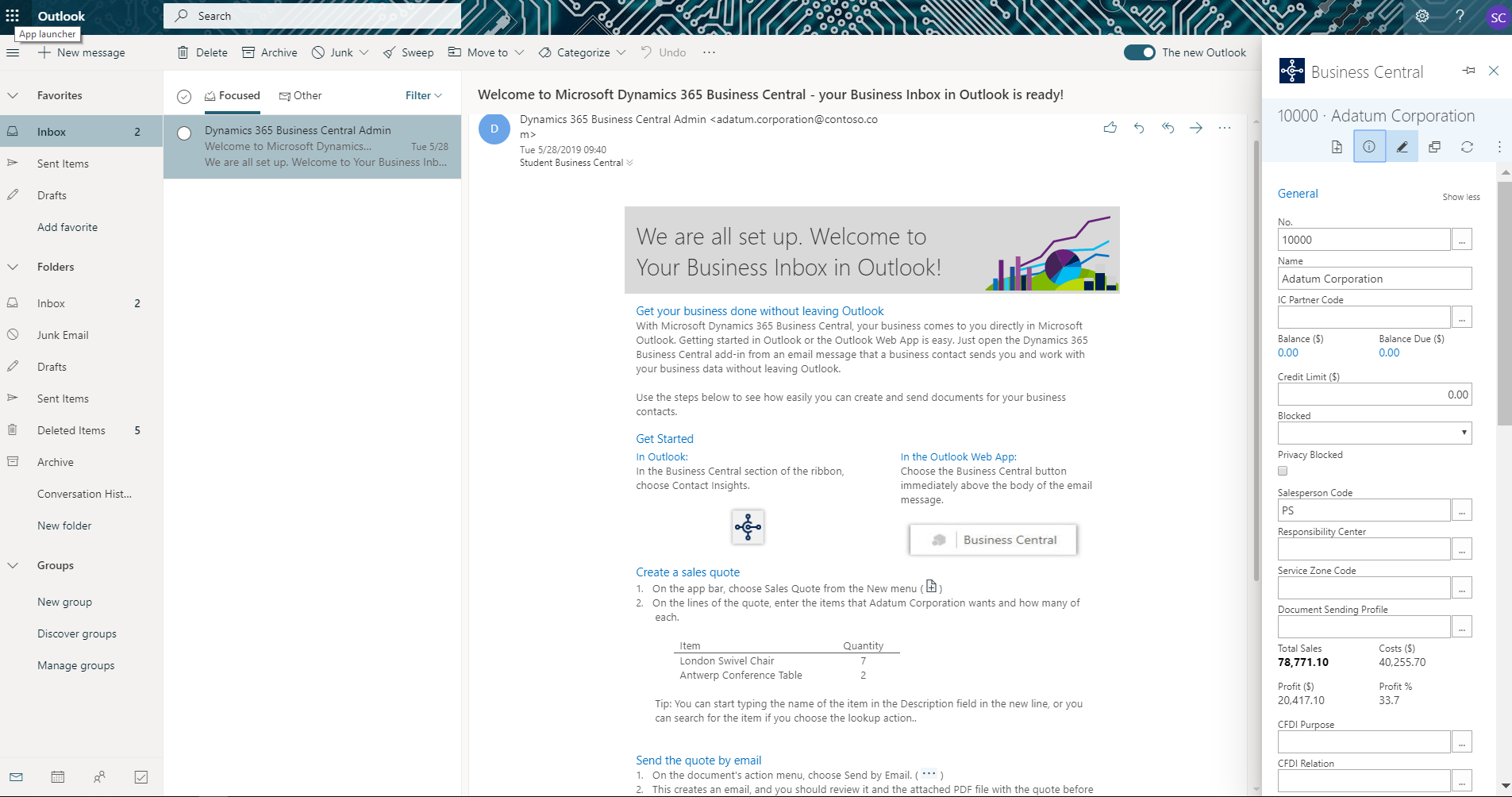 Business Central Outlook Integration